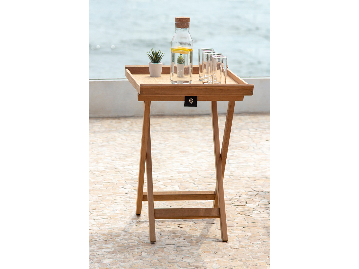 Serving tray with tray-stand – Traditional Teak