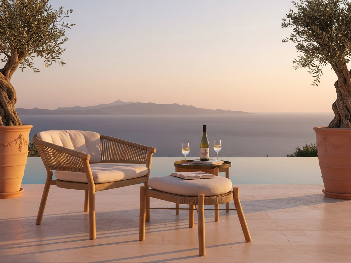 Marcella club with footstool Marcella club chair - flat rope