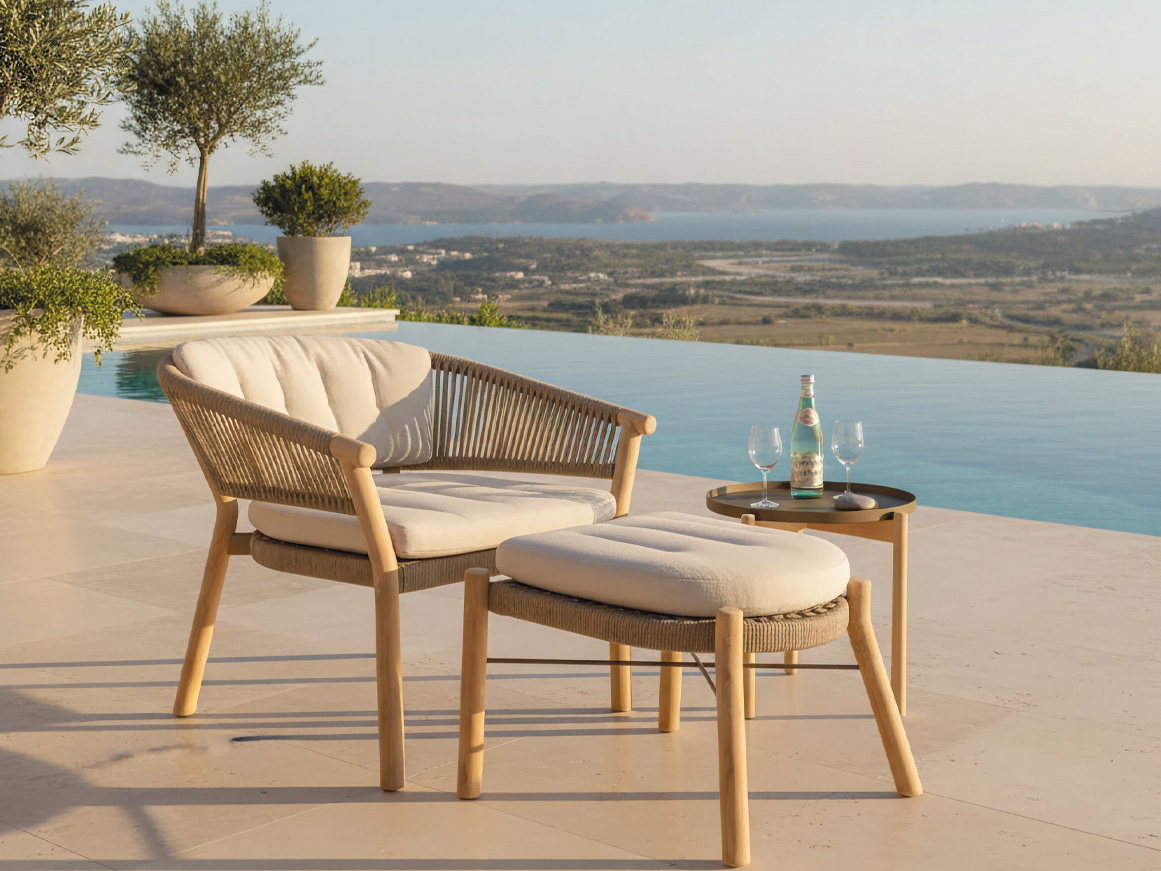 Marcella club footstool - flat rope